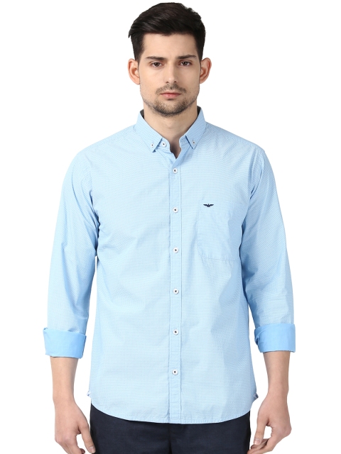 

Park Avenue Men Blue Regular Fit Self Design Casual Shirt