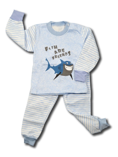 

Moms Home Unisex Kids Blue & Grey Printed T-shirt with Jogger
