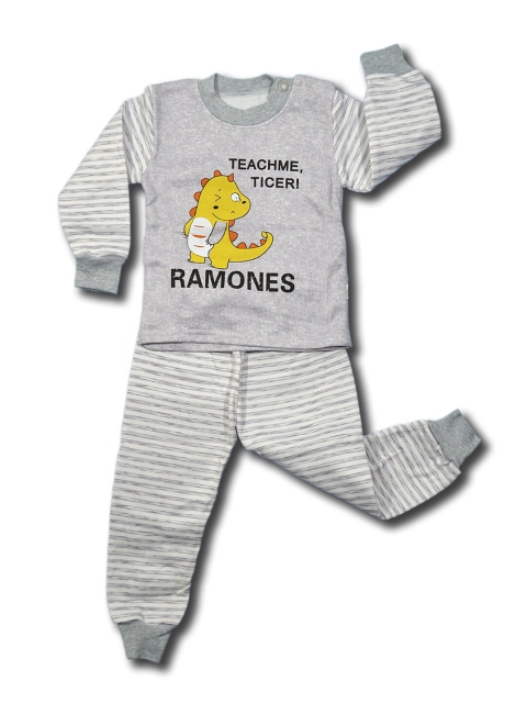 

Moms Home Unisex Kids Grey & Black Printed T-shirt with Jogger