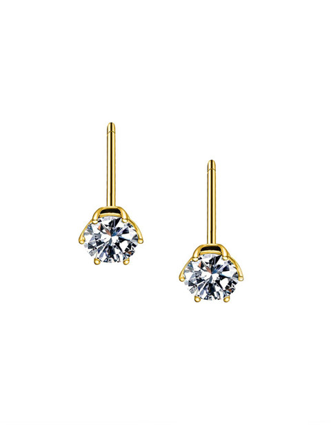 

PALMONAS 18k Gold-Plated & White Diamond Shaped Studs Earrings
