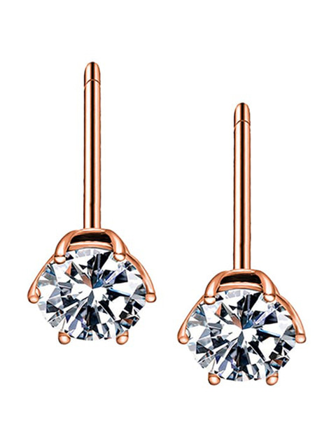 

PALMONAS 18k Rose Gold Plated & White Diamond Shaped Studs Earrings