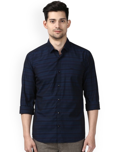 

Park Avenue Men Blue & Black Slim Fit Striped Casual Shirt