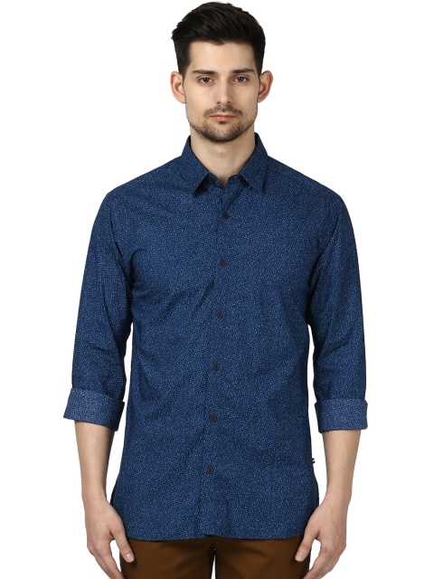 

Park Avenue Men Blue Regular Fit Self Design Casual Shirt
