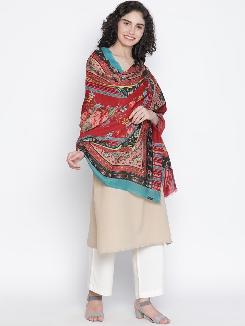 

SHINGORA Women Red Woolen Printed Shawl