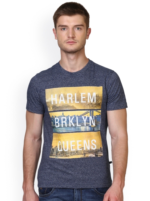 

Parx Men Blue Printed Round Neck T-shirt