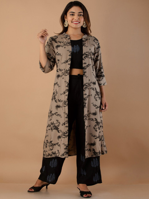 

RUHAZAT Women Black Top with Palazzos