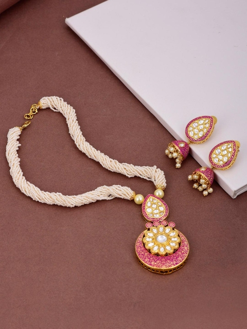 

Tistabene Gold-Plated Artificial Stones & Pearls Beaded Jewellery Set