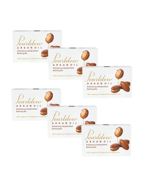 

Pearldew Pack Of 6 Argan Oil Exfoliating Bathing Bar 75gm, White