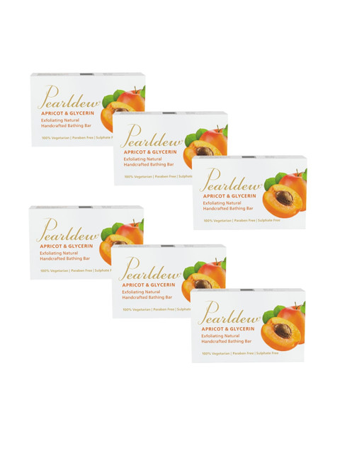 

Pearldew Set Of 6 Apricot & Glycerin Exfoliating Bathing bar, Na