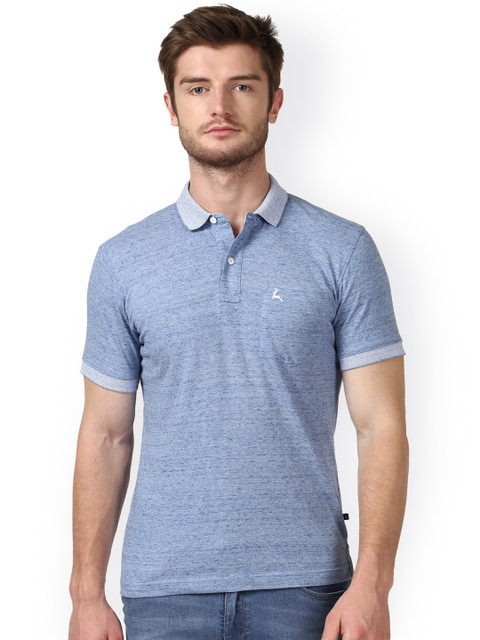 

Parx Men Blue Solid Polo Collar T-shirt