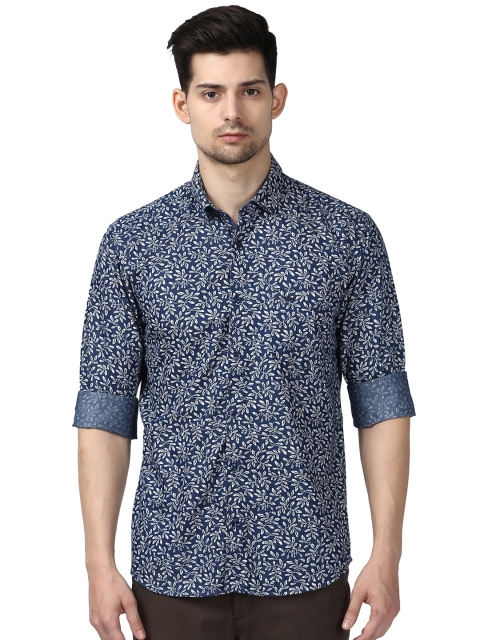 

Park Avenue Men Navy Blue Regular Fit Printed Casual Cotton Shirt