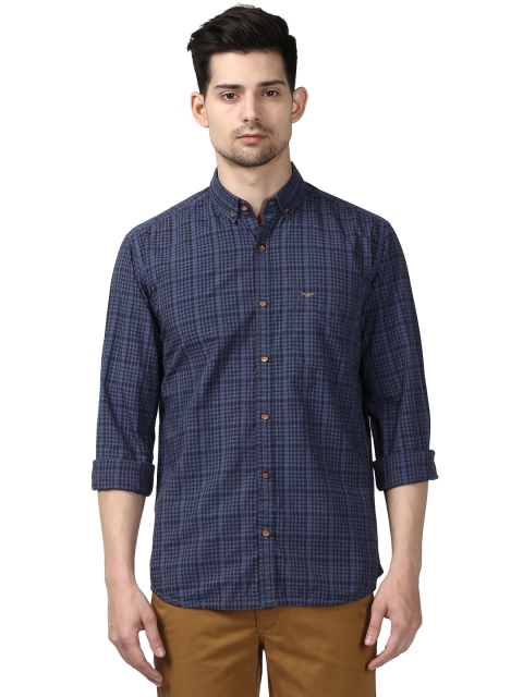 

Park Avenue Men Blue & Black Slim Fit Checked Casual Shirt