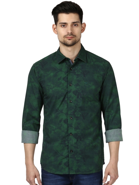 

Park Avenue Men Green Regular Fit Printed Casual Cotton Shirt