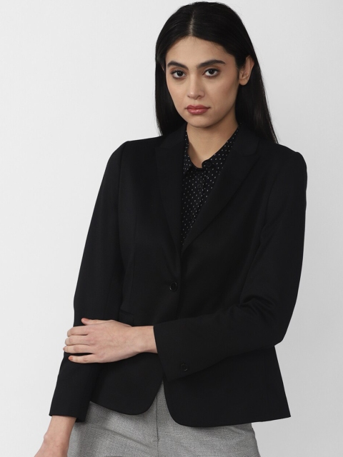 

Van Heusen Woman Black Solid Single Breasted Blazer