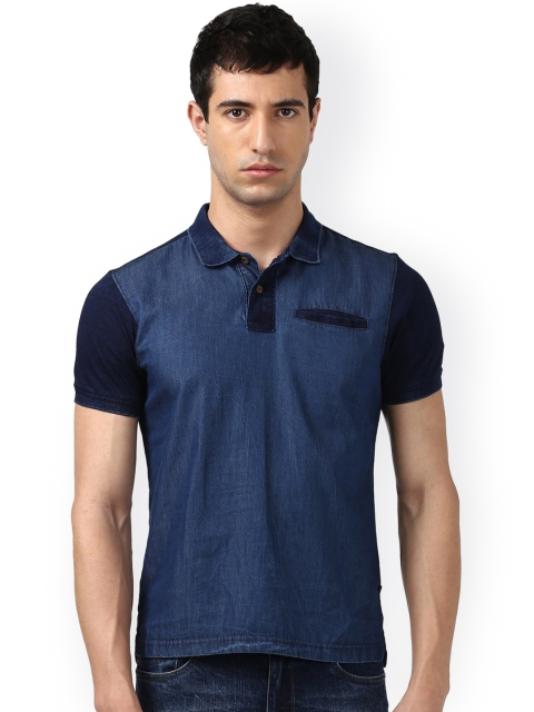 

Parx Men Navy Blue Solid Polo Collar T-shirt