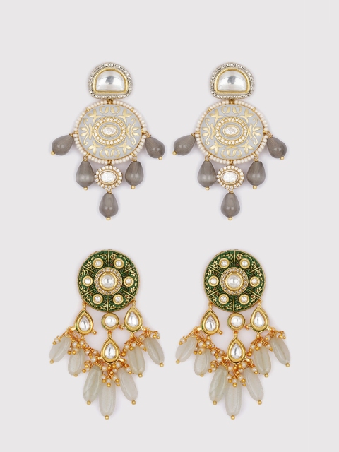 

Ahaanya Grey & White 2 Contemporary Drop Earrings