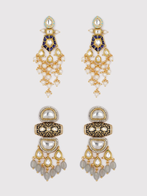 

Ahaanya Women Set of 2 Contemporary Drop Earrings, White