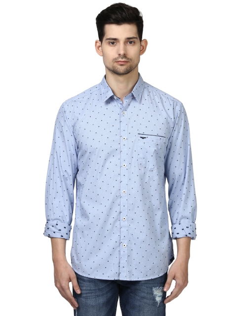 

Park Avenue Men Blue Slim Fit Self-Design Casual Shirt