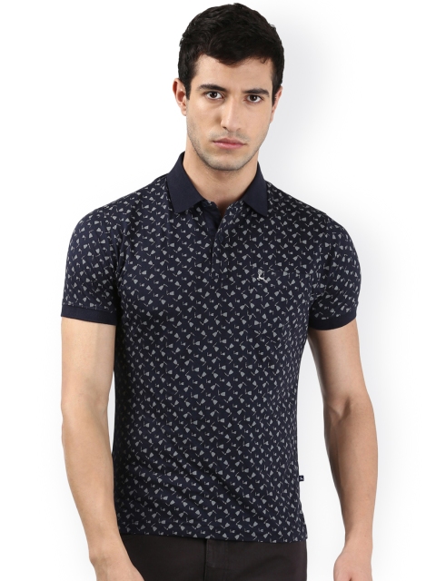 

Parx Men Navy Blue Printed Polo Collar T-shirt