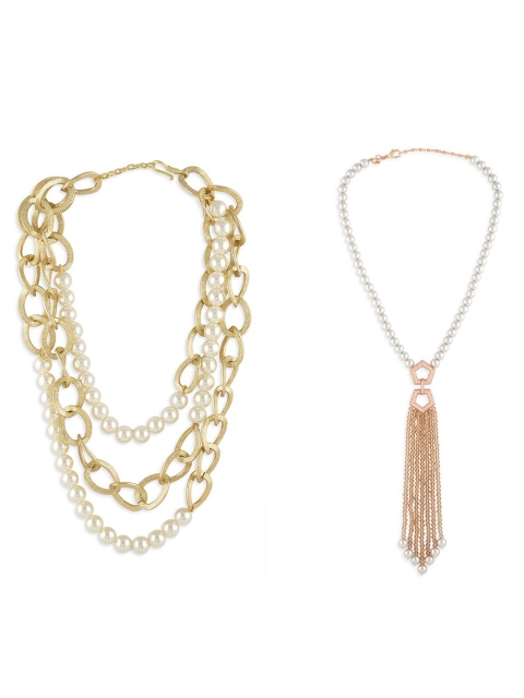 

Ahaanya Gold-Toned & White Brass Gold-Plated Layered Necklace