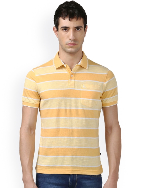 

Parx Men Yellow Striped Polo Collar T-shirt