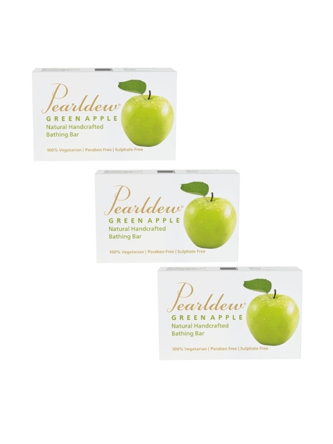 

Pearldew Set Of 3 Green Apple Bathing Bar, White