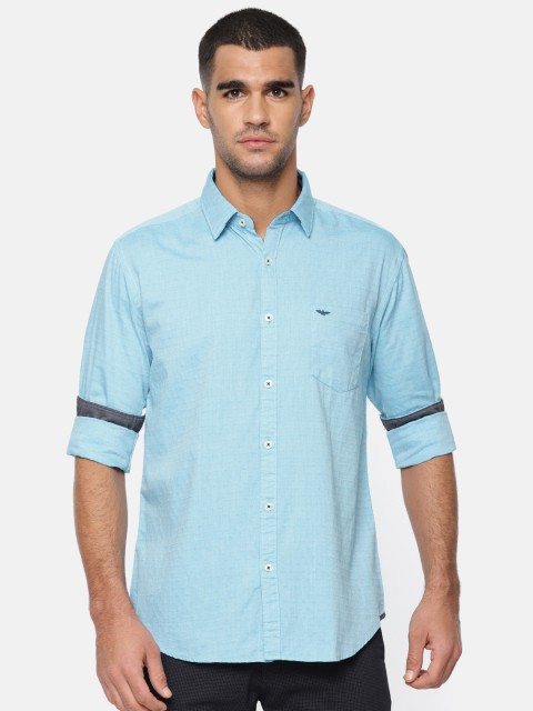

Park Avenue Men Blue Self-Design Casual Shirt