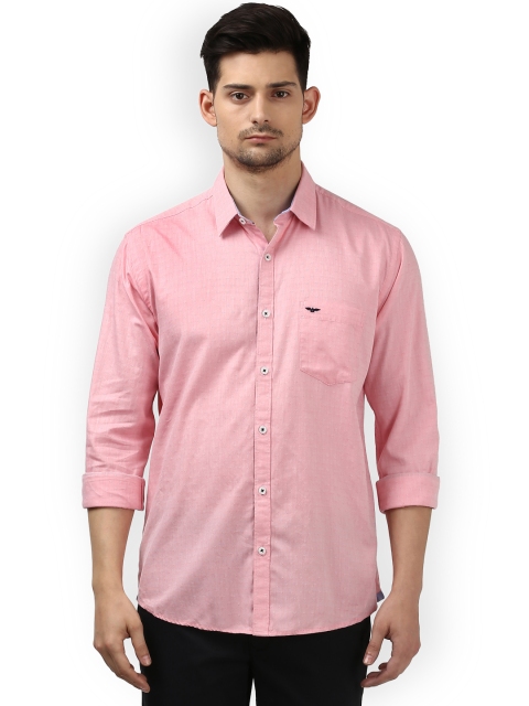 

Park Avenue Men Pink Regular Fit Self Design Casual Shirt