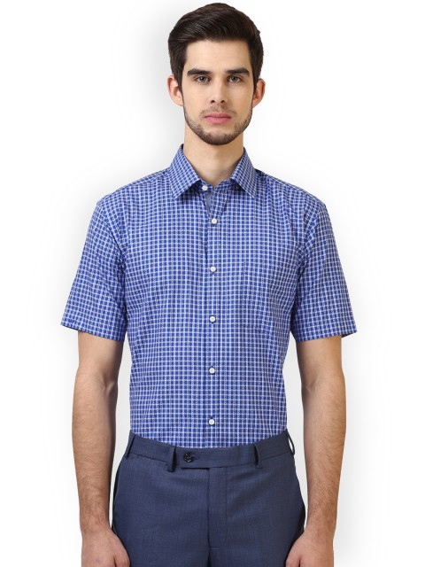 

Park Avenue Men Blue Regular Fit Checked Formal Shirt
