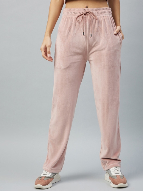 

DELAN Women Peach-Coloured Solid Cotton Track Pants