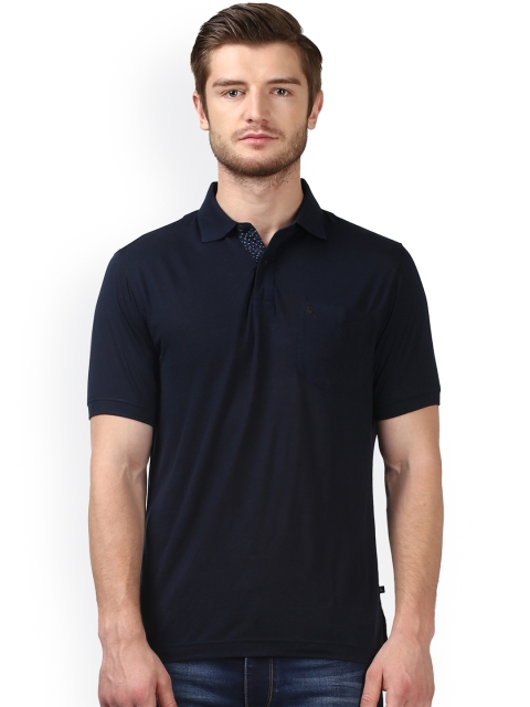 

Parx Men Blue Solid Polo Collar T-shirt