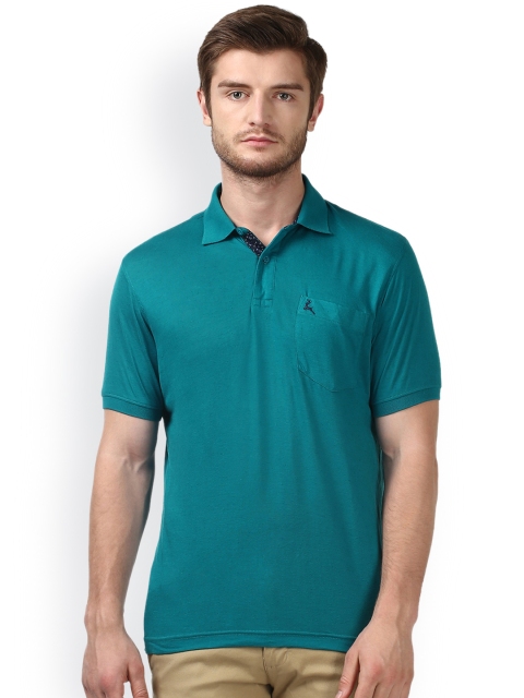

Parx Men Teal Green Solid Polo Collar T-shirt