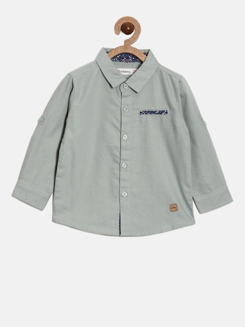 

Nuberry Boys Olive Green Slim Fit Casual Cotton Shirt