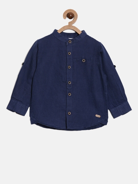 

Nuberry Boys Navy Blue Slim Fit Casual Cotton Shirt