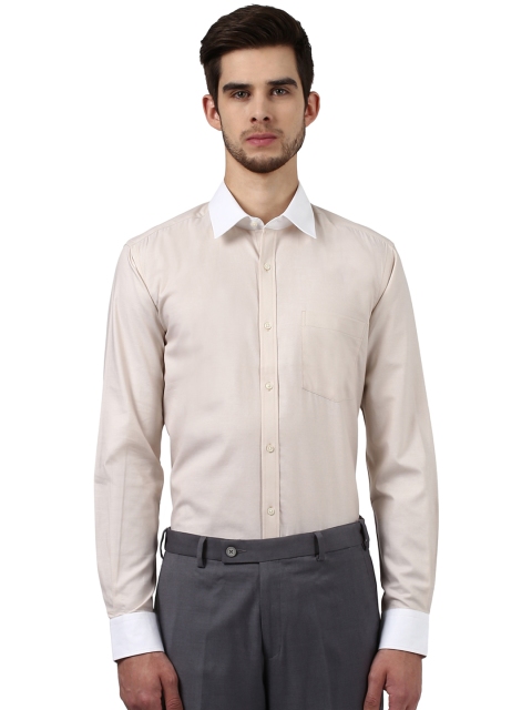 

Park Avenue Men Beige & White Regular Fit Solid Formal Cotton Shirt
