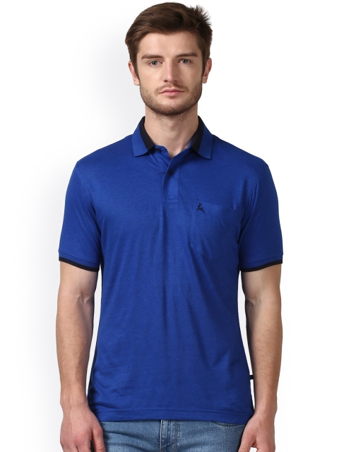 

Parx Men Blue Solid Polo Collar T-shirt