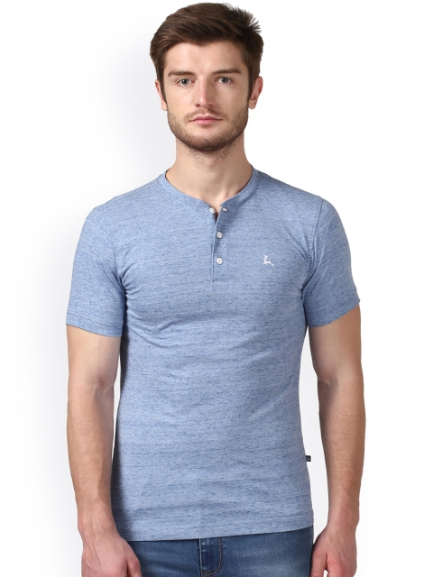 

Parx Men Blue Solid Henley T-shirt