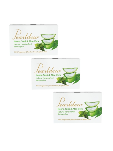 

Pearldew Set Of 3 Neem Tulsi Aloe vera Natural Handcrafted Bathing Soap 225gm, Na