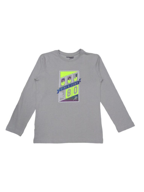 

Gini and Jony Boys Grey Printed T-shirt