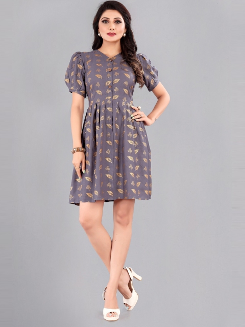 

Atsevam Women Grey Ethnic Motifs Dress