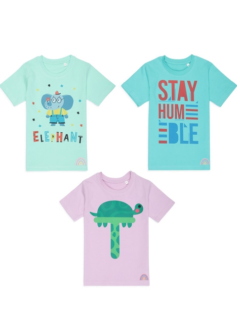 

Tossido Set of 3 Kids Unisex Graphic Printed Pure Cotton T-shirts, Blue