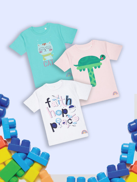 

Tossido Pack Of 3 Kids Printed T-shirt, White
