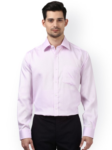 

Park Avenue Men Pink Regular Fit Self Design Formal Shirt