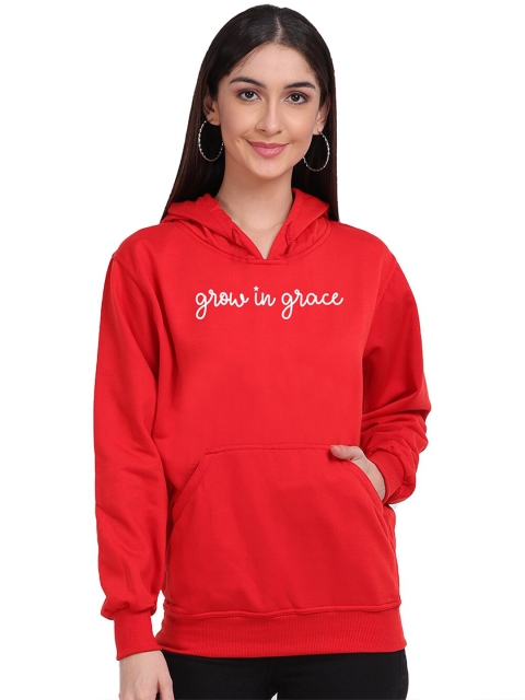 

Mad Over Print Women Red Printed Hooded Sweatshirt