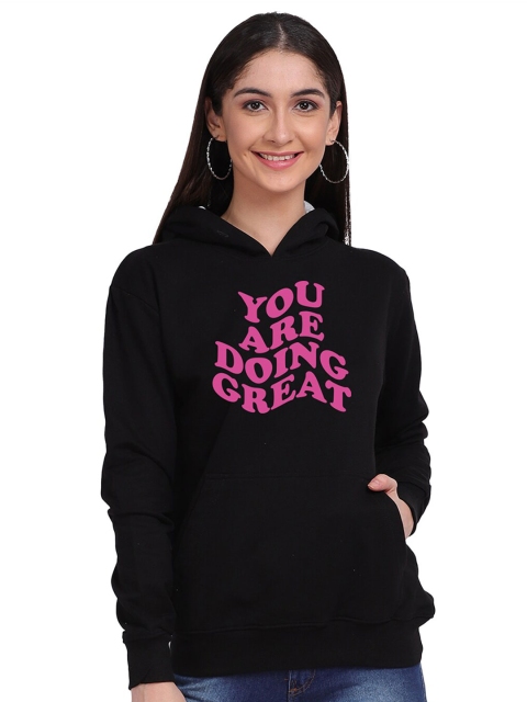 

Mad Over Print Women Blue Printed Hooded Sweatshirt