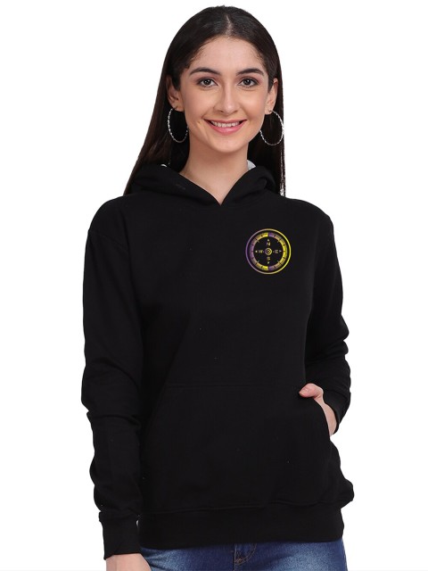 

Mad Over Print Women Black Hooded Sweatshirt