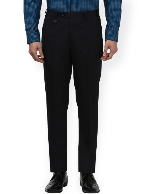 

Park Avenue Men Black Tailored Slim Fit Self-Design Formal Trousers
