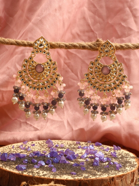

Vita Bella Gold-Plated & Brown Circular Chandbalis Earrings