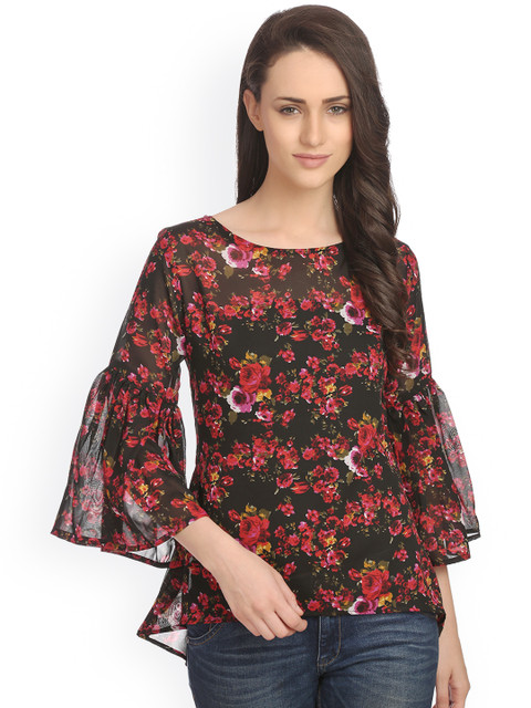 

Alom Women Black Floral Print Top