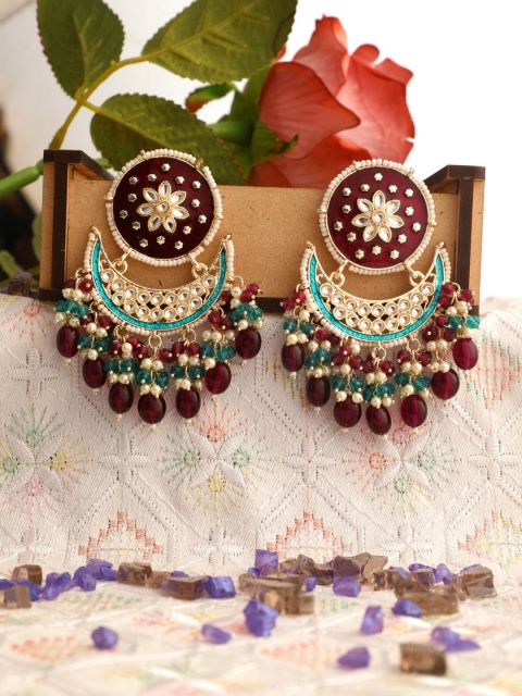 

Vita Bella Maroon Gold-Plated Chandbalis Earrings
